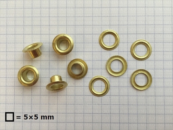 Eyelets: Eyelet 1450R + washer gold 11,8 × 6 × 6 mm (widht × hole × hight), 1450R + washer (per 1000 (M/pk)) - pict. 2