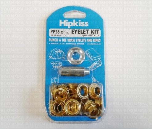 Eyelets: Eyelet kit + setter gold inside Ø 11 mm, PP26 (25 eyelets+washers per set) - pict. 2