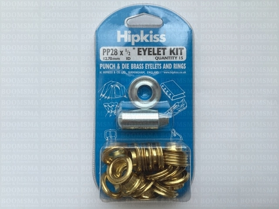 Eyelets: Eyelet kit + setter gold inside Ø 13 mm, PP28 (15 eyelets+washers per set) - pict. 2