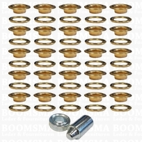 Eyelets: Eyelet kit + setter gold inside Ø 9,53 mm, PP24 (25 eyelets+washers per set)