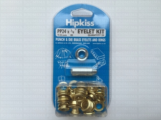 Eyelets: Eyelet kit + setter gold inside Ø 9,53 mm, PP24 (25 eyelets+washers per set) - pict. 2