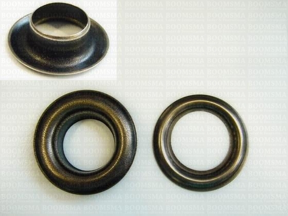 Eyelets: Eyelet or grommet large antique brass plated 33,9 × 18,5 × 10 mm(width × hole × height), art. VL80 + washer (per 100) - pict. 1