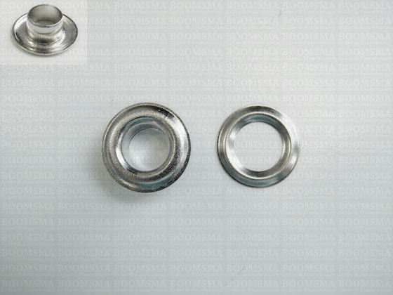 Eyelets: Eyelet or grommet large silver coloured 18,5 × 9,5 × 7 mm (width × hole × height), art. VL40 + washer (per 100) - pict. 2