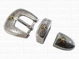 Hatband buckle Gold star set (riem 1 cm) 