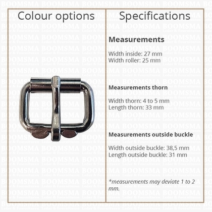 Heavy duty roller buckles iron chrome plated 25 mm, Ø 5 mm  - pict. 3