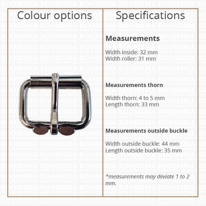 Heavy duty roller buckles iron chrome plated 30 mm, Ø 5 mm  - pict. 3