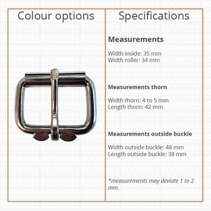 Heavy duty roller buckles iron chrome plated 35 mm, Ø 5 mm  - pict. 3