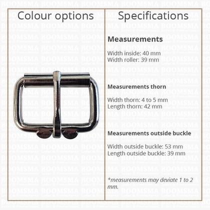 Heavy duty roller buckles iron chrome plated 40 mm, Ø 5,5 mm - pict. 3