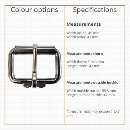 Heavy duty roller buckles iron chrome plated 45 mm, Ø 6,5 mm  - pict. 3