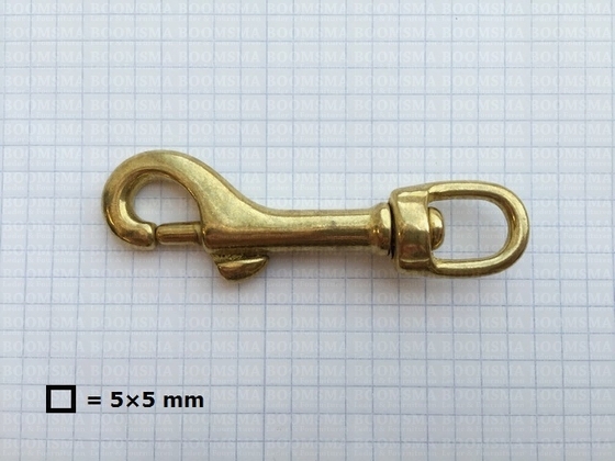 Heavy duty swivel eye bolt snap solid brass A= total length 7,6 cm B= eye 1,1 cm, C= 9 mm  - pict. 2