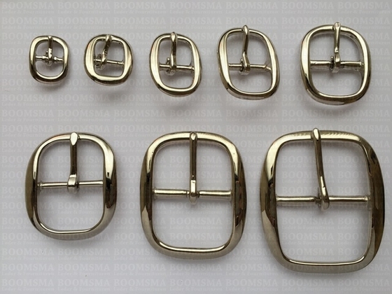 Heavy oval centre bar buckle solid brass nickel plated (low centre bar) - pict. 1