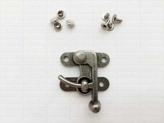 Hook-eye lock antique/mat silver  swing bag clasp medium (rivets included) - pict. 5