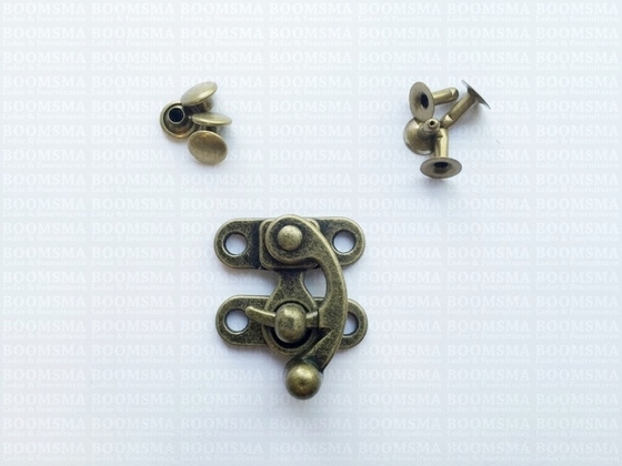 Hook-eye lock antique brass plated swing bag clasp small (2,5 × 3 cm) (ea) - pict. 5