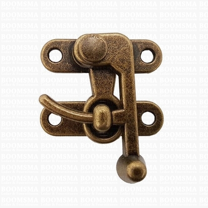 Hook-eye lock antique brass plated medium, (incl. 4× rivet 33) - pict. 1
