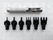 Lacing chisels thonging chisel set  , 3 × oneprong, 3× three prong and 1 handle. Width 1,5 mm, 2,5 mm & 3,0 mm. (per set) - pict. 2