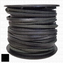 Leather bootlace square roll black 3 mm, roll 25 meter (per roll)