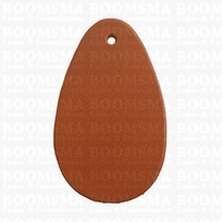 leather keychain/fobs - drop with hole light brown / cognac 7 × 4,3 cm