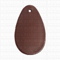 leather keychain/fobs - drop with hole Medium brown 7 × 4,3 cm