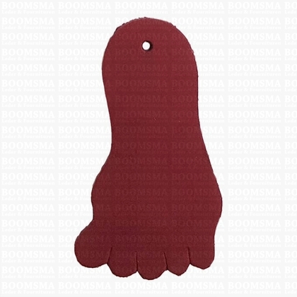 leather keychain/fobs  - Foot Coloured donkerrood 8,4 cm x 4,9 cm met 4 mm gat - pict. 1