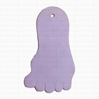leather keychain/fobs  - Foot Coloured light purple 8,4 cm x 4,9 cm met 4 mm gat - pict. 1