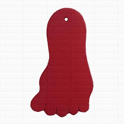 leather keychain/fobs  - Foot Coloured red 8,4 cm x 4,9 cm met 4 mm gat - pict. 1