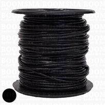 Leather lace round Ø 0,9 a 1,0 mm rol black 0,9 mm, rol 50 meter (per roll)