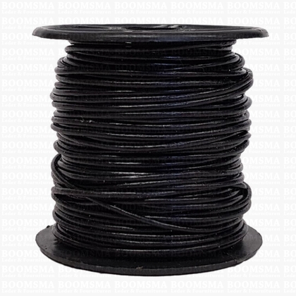 Leather lace round Ø 0,9 a 1,0 mm rol black 0,9 mm, rol 50 meter (per roll) - pict. 2