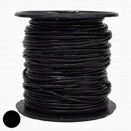 Leather lace round Ø 0,9 a 1,0 mm rol black 0,9 mm, rol 50 meter (per roll) - pict. 1