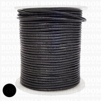 Leather lace round Ø 2 mm rol black 2 mm, rol 25 meter (per roll)