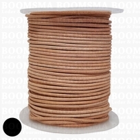 Leather lace round Ø 2 mm rol naturel 2 mm, spool 25 meters (per roll)