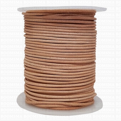 Leather lace round Ø 2 mm rol naturel 2 mm, spool 25 meters (per roll) - pict. 2