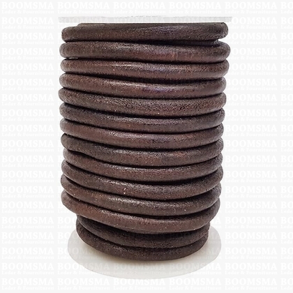Leather lace round Ø 6 mm roll dark brown Ø 6 mm, roll 10 meter (per roll) - pict. 2