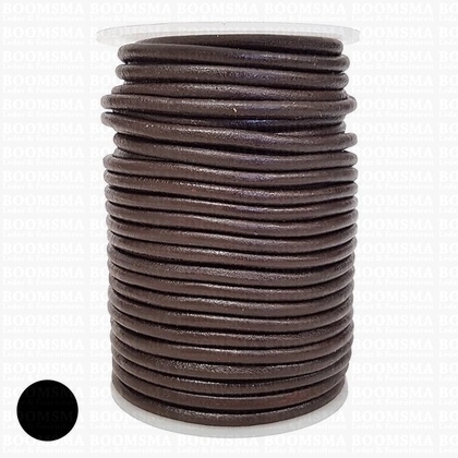 Leather lace round Ø 4 mm roll brown Ø 4 mm, roll 25 meter (per roll) - pict. 1