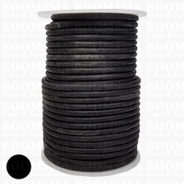 Leather lace round Ø 4 mm roll black Ø 4 mm, rol 25 meter (per rol)