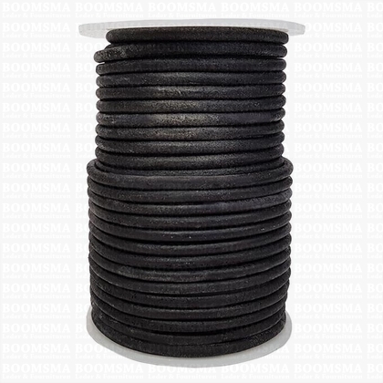 Leather lace round Ø 4 mm roll black Ø 4 mm, rol 25 meter (per rol) - pict. 2