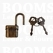 Padlock deluxe antique brass plated 34 × 16 mm, padlock with two keys (ea) - pict. 1