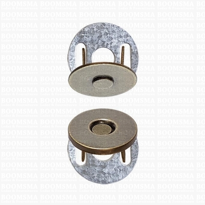 Magnetic lock thin antique brass plated Ø 14 mm , total thickness 2,5 mm (per 5) - pict. 1