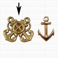 Nautic decorations gold double anchor (rivetback), (3/pack) (per pack )