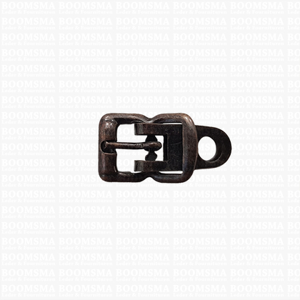 Centre bar buckle with plate small - 8 mm nearly black / antique brass 8 mm - pict. 1