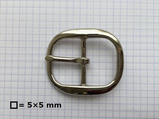Oval centre bar buckle solid brass nickel plated 32 mm nickel plated - pict. 2