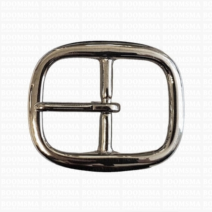 Oval centre bar buckle solid brass nickel plated 38 mm nickel plated - pict. 1