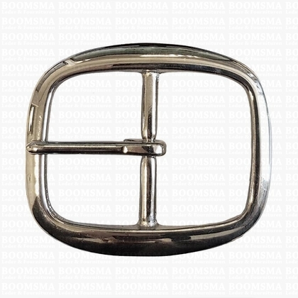 Oval centre bar buckle solid brass nickel plated 43 mm nickel plated - pict. 1