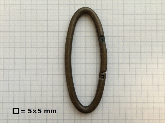 Ring-spring snap antique brass plated inside Ø 85 mm (ea) oval - pict. 2