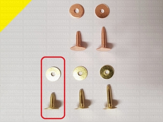 Rivets and burrs small brass 10 mm, (rivet + burr)  cap Ø 10 mm, pin Ø 2.8mm (per 10) BRASS - pict. 3