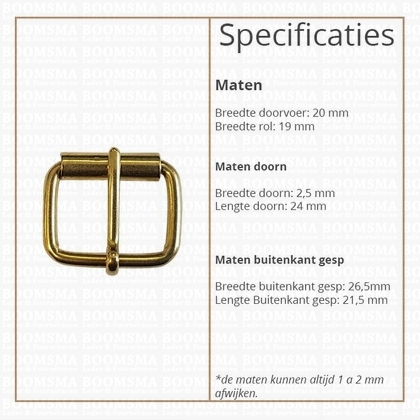 Roller buckle slim gold 20 mm, Ø 2,5 mm (ea) - pict. 2