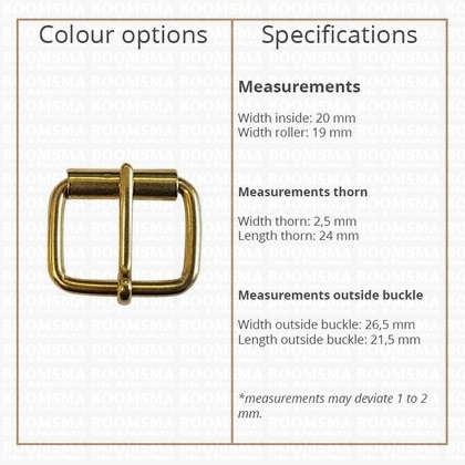 Roller buckle slim gold 20 mm, Ø 2,5 mm (ea) - pict. 3