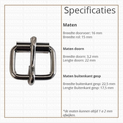 Roller buckle slim silver 16 mm, Ø 2 mm (ea) - pict. 2