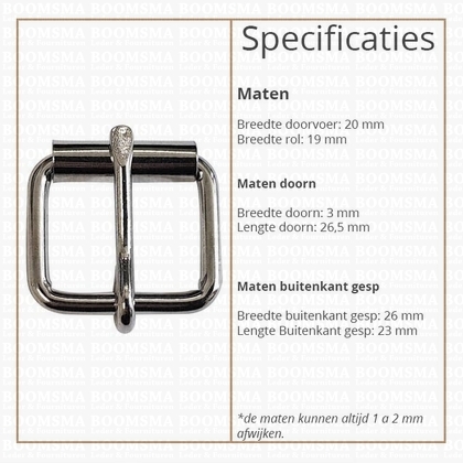 Roller buckle slim silver 20 mm, Ø 3 mm (ea) - pict. 2