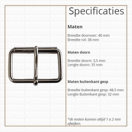Roller buckle slim silver 40 mm, Ø 3,5 mm (ea) - pict. 2