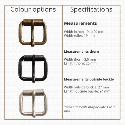 Roller buckle slim curved antique brass plated 20 mm - pict. 3